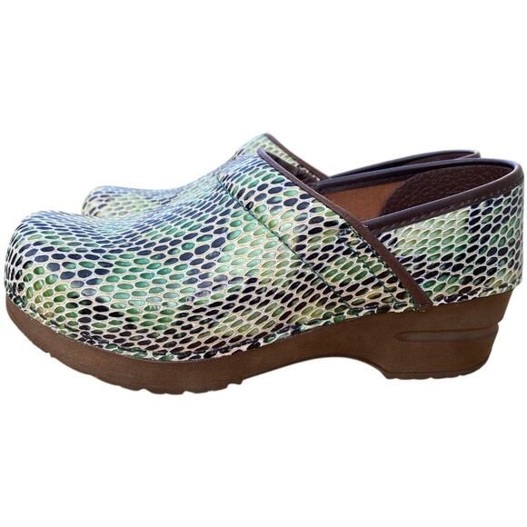 Sanita Clogs Womens Colorful Leather Snake Pattern Nurse SlipOns Size EU 35 US 4 - Picture 5 of 16